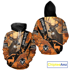 Deer Hunting Orange Camouflage 3D Printing Custom Name Shirts, Best Deer Hunting Shirts for Men NBT152