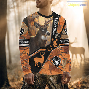Deer Hunting Orange Camouflage 3D Printing Custom Name Shirts, Best Deer Hunting Shirts for Men NBT152