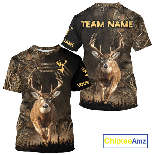 Custom Brown Camo with US Flag Deer Hunting Shirts for Men, Deer Hunting Clothes, Hunting Gifts NBT52