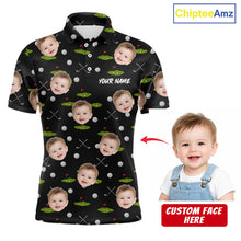 Load image into Gallery viewer, Personalized Face &amp; Name Golf Polo Shirt For Men, Best Dad Golf Shirt, Father's Day Gift Polo|Black NBT662