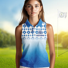 Load image into Gallery viewer, Personalized Green Sleeveless Golf Polos Shirts For Women Custom Golf Ball Women Golf Tops NBT535