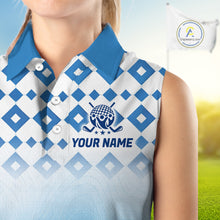 Load image into Gallery viewer, Personalized Green Sleeveless Golf Polos Shirts For Women Custom Golf Ball Women Golf Tops NBT535