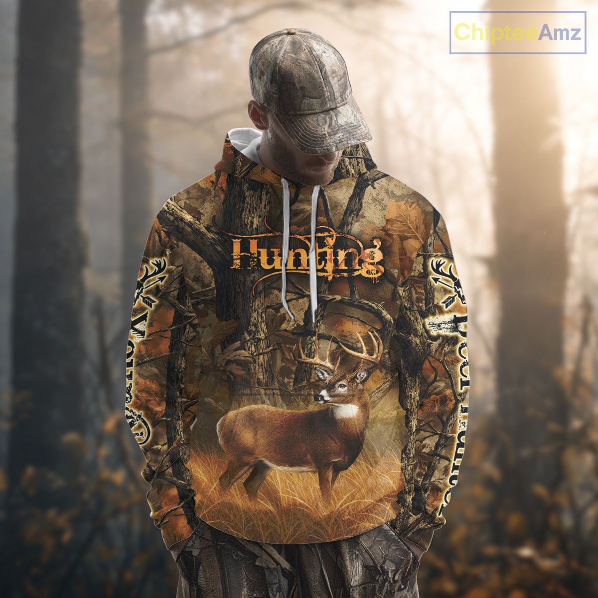 Whitetail Deer 3D All Over Printed Fall Season Camo Custom Name Best Gifts for Hunters NBT69