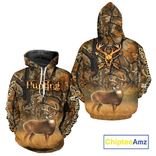 Whitetail Deer 3D All Over Printed Fall Season Camo Custom Name Best Gifts for Hunters NBT69