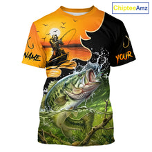 Load image into Gallery viewer, Personalized Fish Reaper Sunset Design Largemouth Bass Fishing T-Shirts NBT673