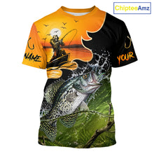 Load image into Gallery viewer, Personalized Fish Reaper Sunset Design Crappie Fishing T-Shirts NBT674