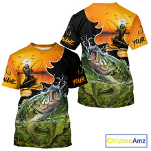 Load image into Gallery viewer, Personalized Fish Reaper Sunset Design Crappie Fishing T-Shirts NBT674