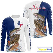 Load image into Gallery viewer, Blue Texas Slam Fishing Custom Performance Long Sleeve Team Redfish, Trout, Flounder Fishing Shirts NBT679