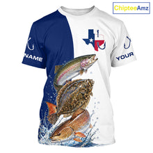 Load image into Gallery viewer, Blue Texas Slam Fishing Custom Performance Team Redfish, Trout, Flounder Fishing T-Shirts NBT679