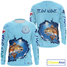 Load image into Gallery viewer, Custom Redfish Fishing Long Sleeve Tournament Shirts, Redfish Saltwater Fishing Apparel | Blue NBT686