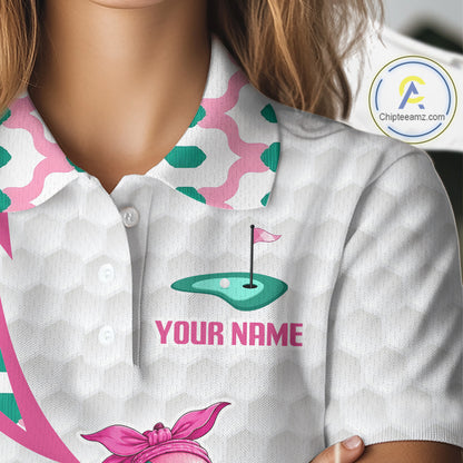 Funny Flamingo Pink Pattern Womens Golf Polo Shirt Golf Outfit Custom Name, Flamingo Golf Shirts NBT779