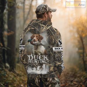 Mallard Duck Hunting Camouflage Shirts With Brittany Dog, Duck Hunting Season, Hunting Gifts NBT180