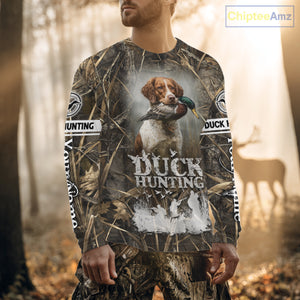 Mallard Duck Hunting Camouflage Shirts With Brittany Dog, Duck Hunting Season, Hunting Gifts NBT180