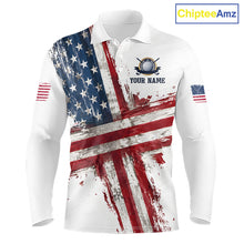 Load image into Gallery viewer, Custom US Golf Polo Shirt American Flag White Golf Shirts For Men, Patriotic Golf Shirt NBT701