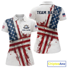 Load image into Gallery viewer, Custom US Golf Polo Shirt American Flag White Golf Shirts For Women, Patriotic Golf Shirt NBT701