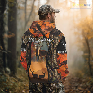 Orange Camo Whitetail Deer Hunting Shirt Custom name for Fall Season, Perfect Gifts for Hunters NBT04