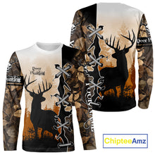 Load image into Gallery viewer, Whitetail Buck Hunting Hoodie, Longsleeve Shirt, Autumn Brown Camo, Perfect Hunter Gifts NBT15