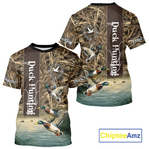 Best Duck Hunting Camouflage Custom Name 3D Shirts, Personalized Duck Hunting Gifts NBT113