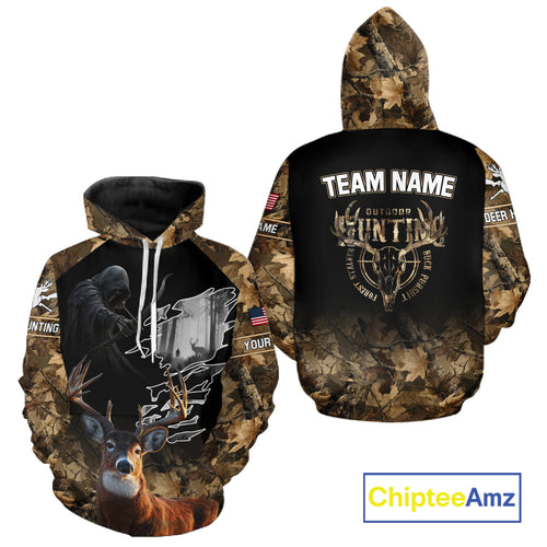 Brown Camo Whitetail Deer Hunting Shirt – Personalized Bow Hunting Apparel for Men, Hunter Gifts NBT28