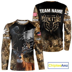 Brown Camo Whitetail Deer Hunting Shirt – Personalized Bow Hunting Apparel for Men, Hunter Gifts NBT28