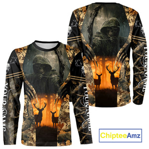 Best Deer Hunting Camo Shirts with Buck Head - Big Game Hunting Gifts for Men NBT49