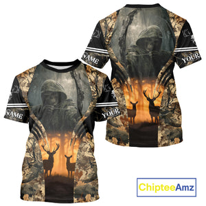 Best Deer Hunting Camo Shirts with Buck Head - Big Game Hunting Gifts for Men NBT49