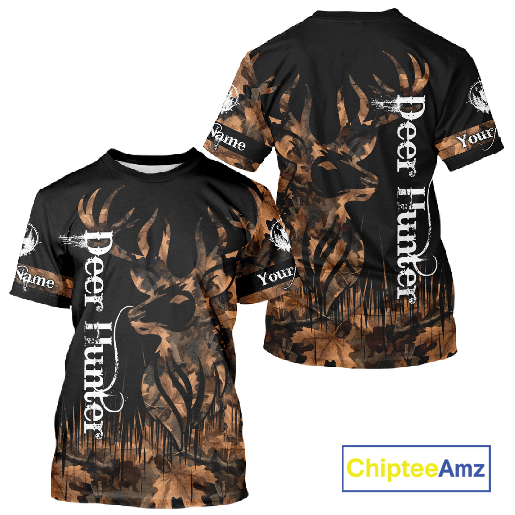 Personalized Deer Hunting Brown Camouflage Pattern with Big Buck Shirt, Big Game Clothes for Deer Hunters NBT75