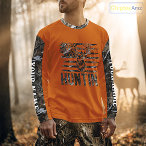 Personalized Deer Hunting Orange Camouflage Custom Name 3D Print Shirt, Deer Hunting Gifts NBT82