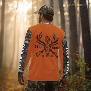 Personalized Deer Hunting Orange Camouflage Custom Name 3D Print Shirt, Deer Hunting Gifts NBT82