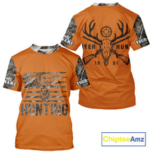 Load image into Gallery viewer, Personalized Deer Hunting Orange Camouflage Custom Name 3D Print Shirt, Deer Hunting Gifts NBT82