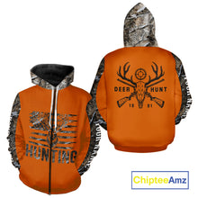 Load image into Gallery viewer, Personalized Deer Hunting Orange Camouflage Custom Name 3D Print Shirt, Deer Hunting Gifts NBT82