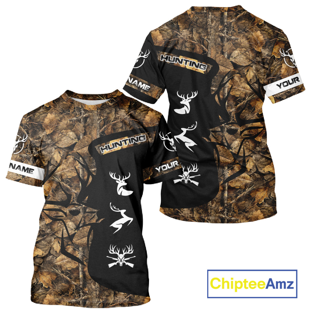 Custom Deer Hunting Brown Camo Shirts for Men, Camouflage Deer Hunting Shirts NBT83