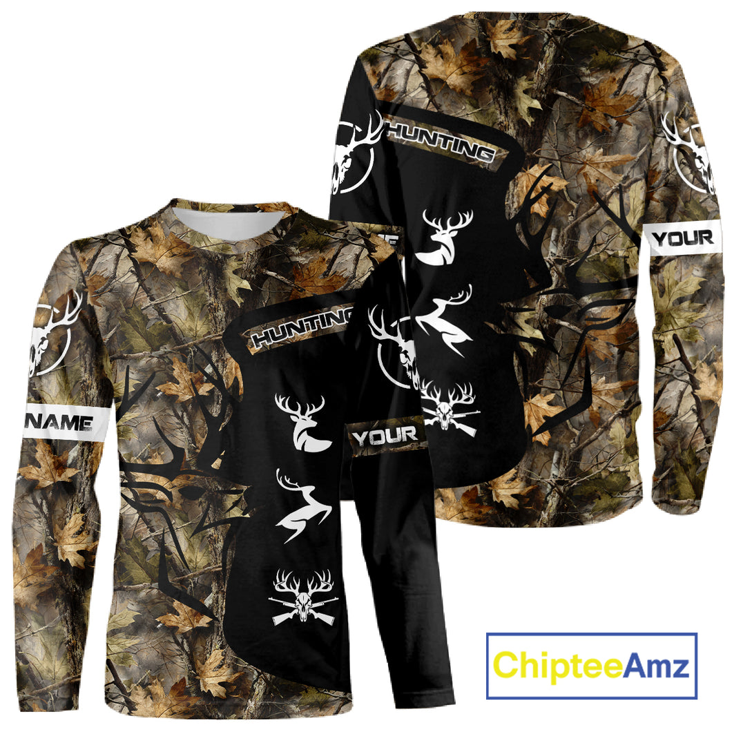 Custom Deer Hunting Fall Camo Shirts for Men, Hunting Gifts, Camouflage Deer Hunting Shirts NBT84