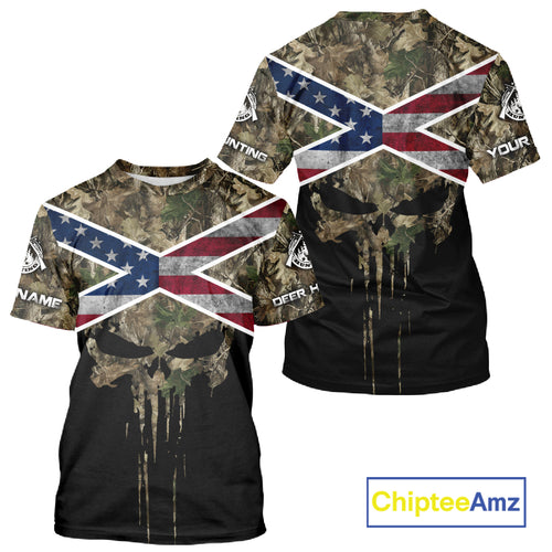 Camo Deer Hunting Shirts with US Flag, Personalized Deer Hunting Shirt, Hunting Gifts for Men NBT95