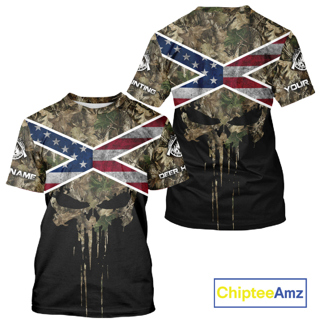 Camo Deer Hunting Shirts with US Flag, Personalized Deer Hunting Shirt, Hunting Gifts for Men NBT95