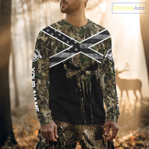 Deer Hunting Shirts with Black US Flag, Camouflage Deer Hunting Shirt, Hunting Gifts for Men NBT97