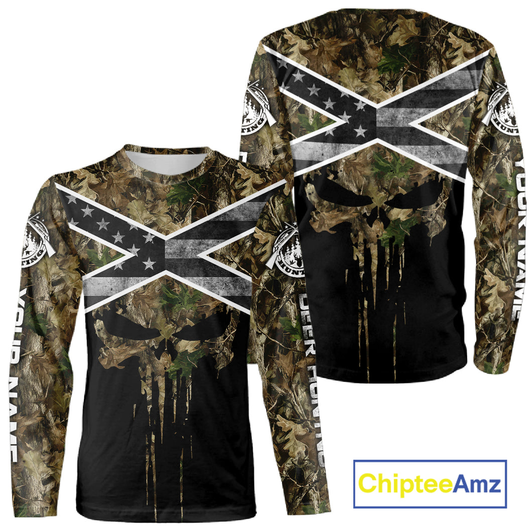 Deer Hunting Shirts with Black US Flag, Camouflage Deer Hunting Shirt, Hunting Gifts for Men NBT97