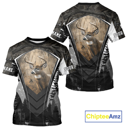 Beautiful Whitetail Deer Hunting Dark Camo 3D All Over Printed Shirts, Hunting Gifts for Men NBT86