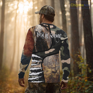 Camouflage Bow Hunting Custom Name Hoodie, Longsleeve Shirt, Perfect for Deer Season NBT08