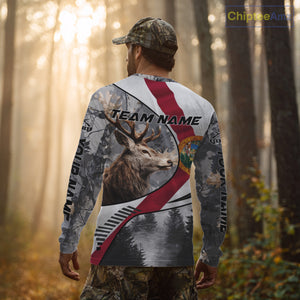 Florida Flag Grey Camo Elk Hunting Hoodie, Longsleeve Shirt - Personalized Gift for Hunters NBT17
