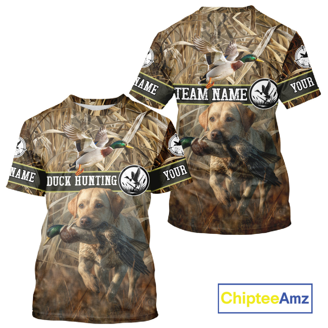 Duck Hunting Camo Shirt with Labrador Retriever – Waterfowl Hunting Clothes, Gifts for Hunters NBT44