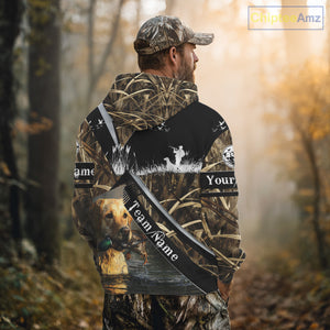 Duck Hunting Camo Shirt with Yellow Labrador Retriever for Duck Hunter - Best Duck Hunting Gifts NBT47