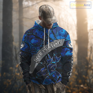 Best Deer Hunting Blue Camo Custom Name 3D Printing Shirts, Hunting Gifts for Men NBT62
