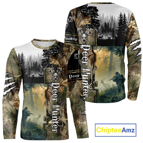 Personalized Forest Camo Deer Hunting 3D All Over Printed Custom Name Shirts Hunting Gifts NBT65