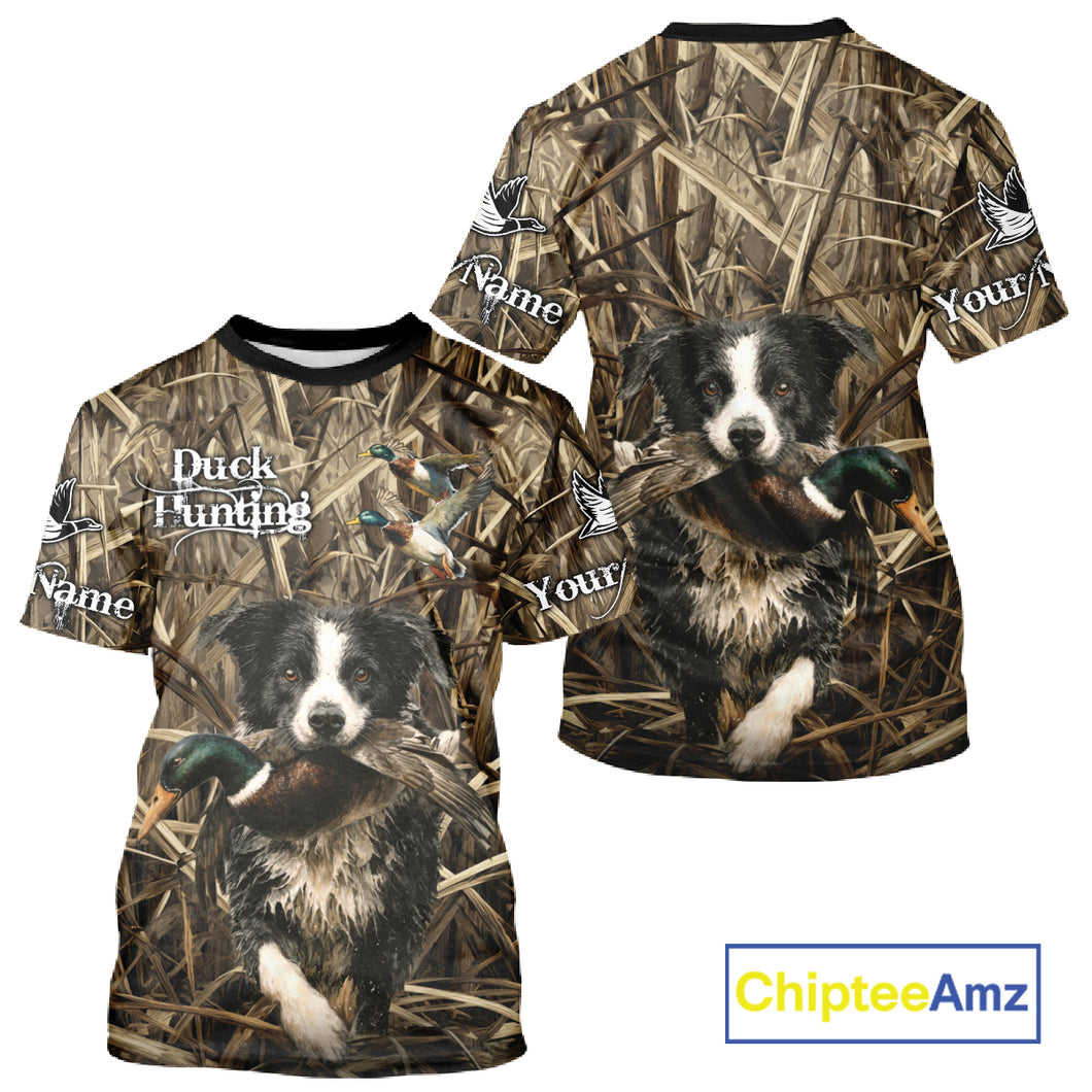 Custom Border Collies Duck Hunting Camo 3D Printed Shirts, Duck Hunting Apparel, Hunting Gifts NBT191