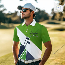 Load image into Gallery viewer, Green &amp; Blue Golf Bag Mens Golf Polo Shirts Custom Golf Shirts, Golf Attire For Men NBT576