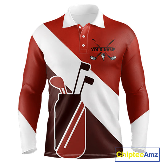Red Golf Bag Mens Golf Polo Shirts Custom Golf Shirts, Golf Attire For Men NBT578
