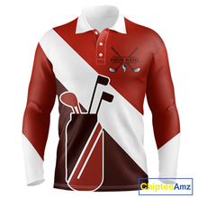 Load image into Gallery viewer, Red Golf Bag Mens Golf Polo Shirts Custom Golf Shirts, Golf Attire For Men NBT578