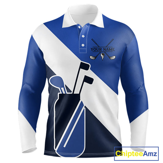 Blue Golf Bag Mens Golf Polo Shirts Custom Golf Shirts, Golf Attire For Men NBT579