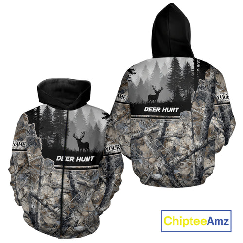 Whitetail Deer Hunting Winter Camouflage 3D Custom Name Shirts, Custom Deer Hunting Winter NBT197